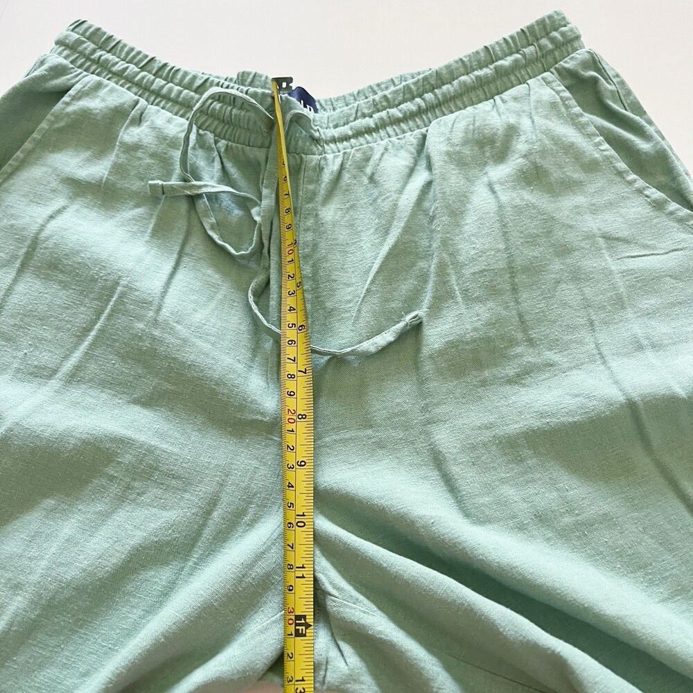 Women's Gap Linen Rayon Wide Leg Green Pants Elastic Waist Drawstring M Medium - Picture 6 of 16